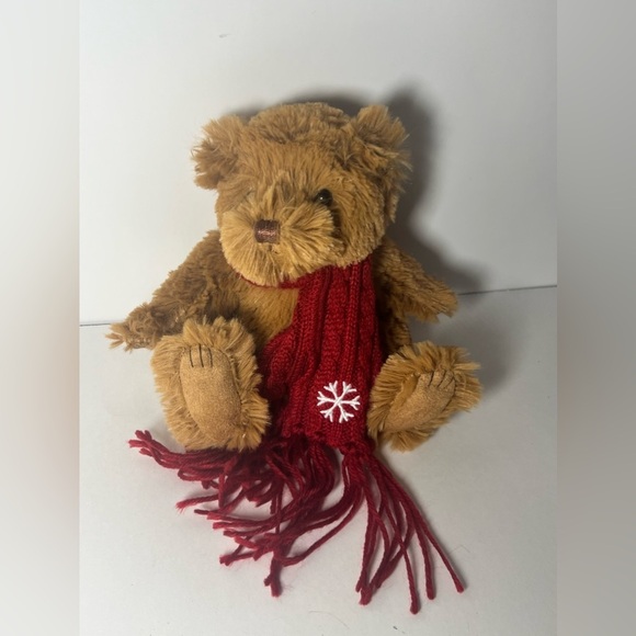 Bath & Body Works BBW Plush 5 1/2” Tan Brown Bear Red Scarf Stuffed Animal - Picture 3 of 13